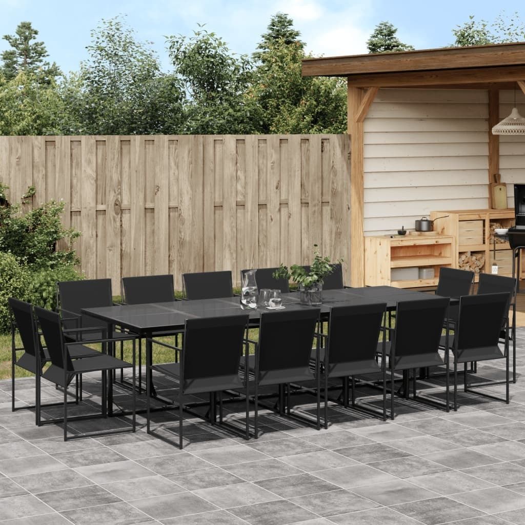 BEI CLORIS Gartenmöbel Set Balkonmöbel-Set 15-tlg. Garten-Essgruppe Schwarz Textilene - Gartenmöbelgarnituren Neu5639451 6parcel