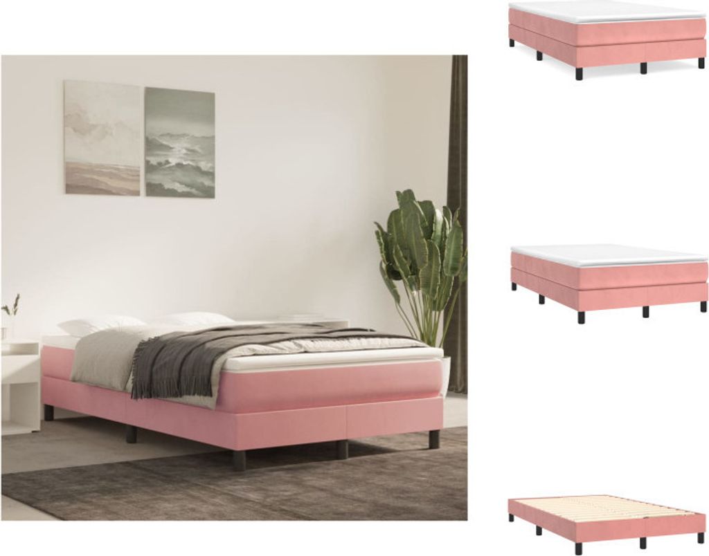 vidaXL Boxspringbett Rosa 120x200 cm Samt - Betten & Bettgestelle