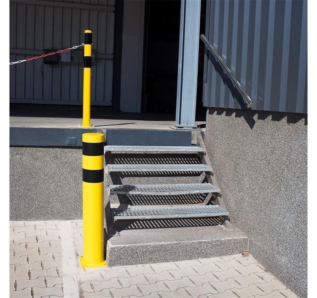 Rammschutzpoller Absperrpfosten Ø 159,0 x 1200 mm Stahl - gelb schwarz - zum Aufdübeln
