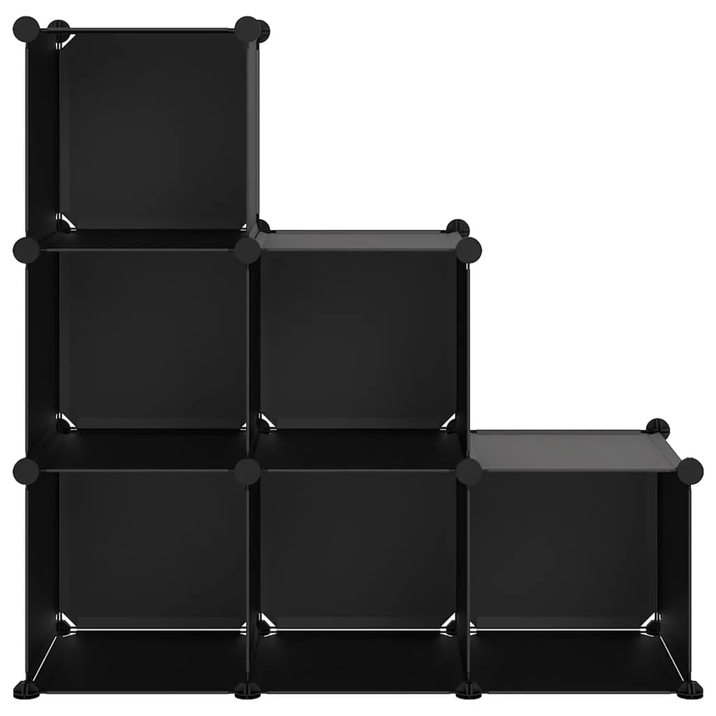 Étagère modulable 6 cubes noir en PP résistante et facile à monter