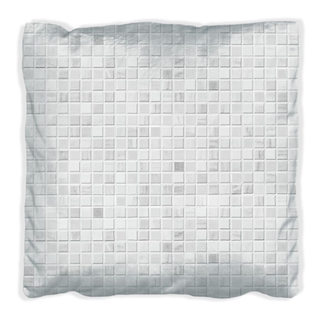 Wallario Premium Kissen, weiche Oberfläche, mit Motiv Fliesen im Bad weiß-grau, Größe: 60 x 60 cm, mit weißer Rückseite
