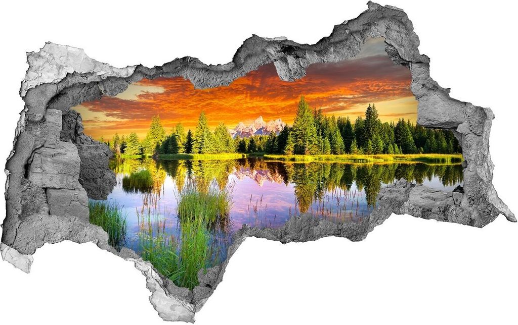 Selbstklebender Loch-3D-Aufkleber 95x73 cm Fluss in den Wald