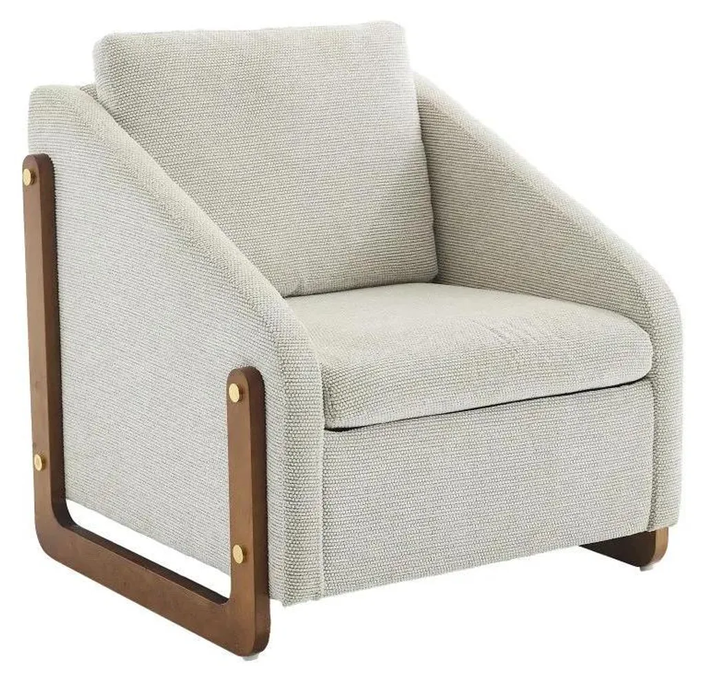 Fauteuil de détente beige design idéal pour le salon ou le télétravail