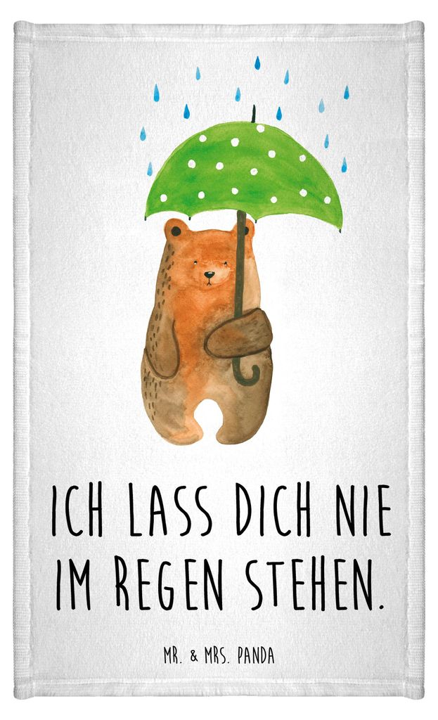 Mr. & Mrs. Panda Frotteetuch Bär Regenschirm - Weiß - Geschenk, Spruch, Familie, Pärchen, Handtuch Klein, Partner, Gästetuch, Gästehandtuch 30...