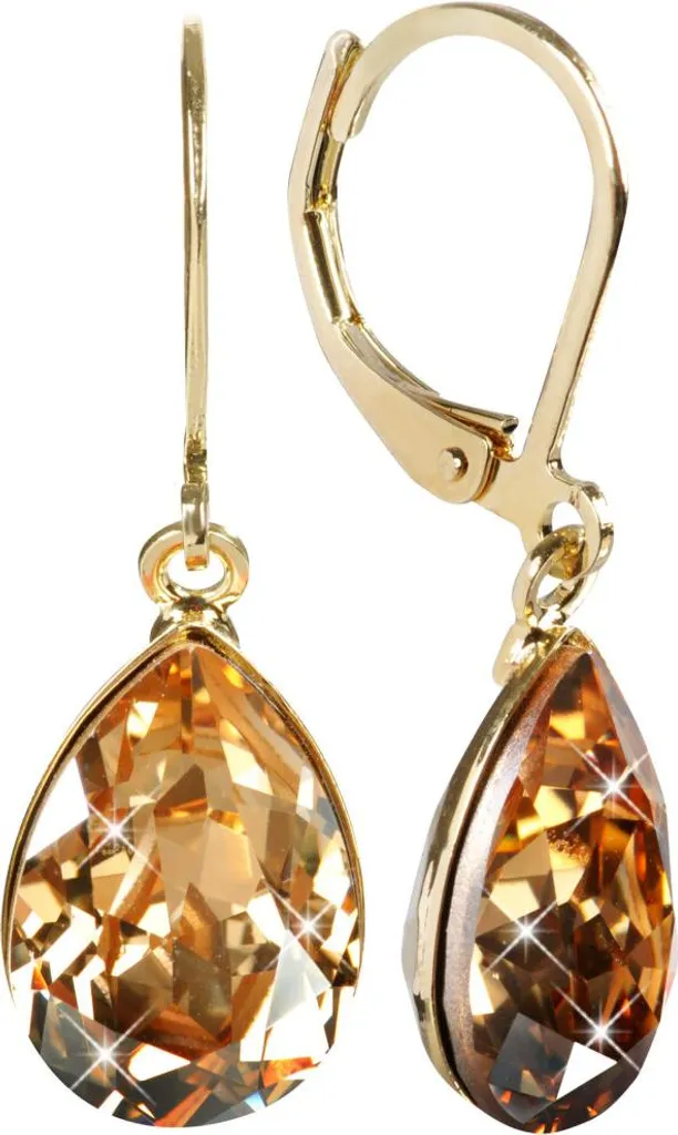 Boucles d'oreilles or et cristaux poire hypoallergéniques et légères