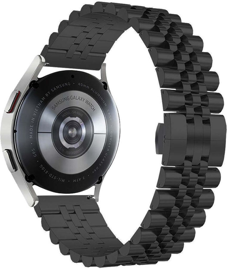 SYSTEM-S Armband 20 mm aus Metall für Samsung Galaxy Watch 4 Smartwatch Schwarz