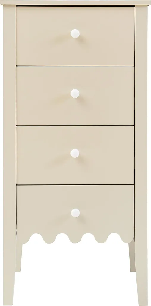 Commode 4 tiroirs Luspoo 82 cm blanc crème structure robuste chic