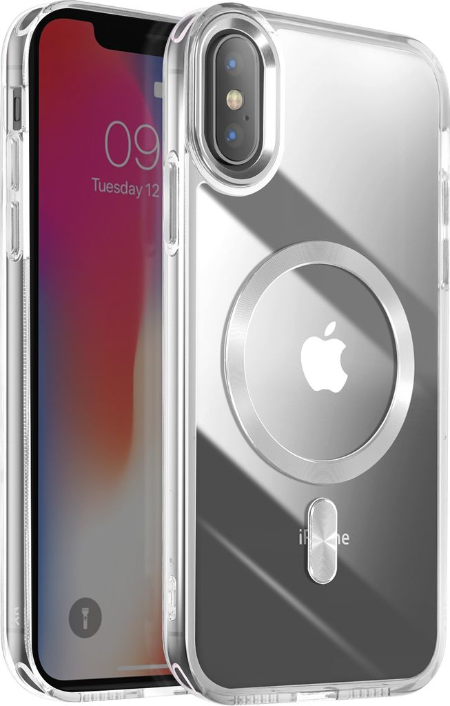 Avizar, MagSafe Hülle für Apple iPhone X / XS Cristal Color, Silber
