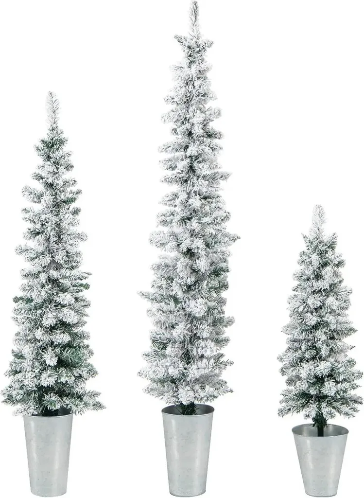 Sapin de Noël Gain de Place Lot de 3 Enneigés Sans Perte d'Aiguilles