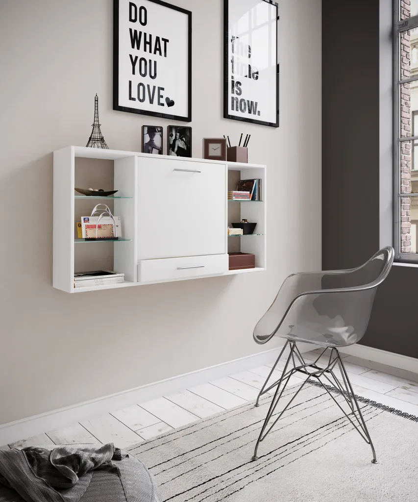 Gagnez de la Place avec le Bureau Mural Teala VCM - Table Bois Compacte