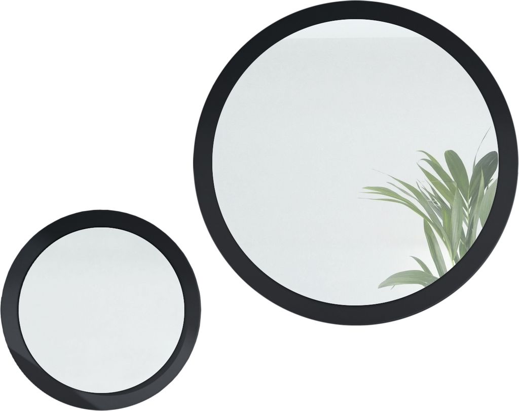 Vladon Spiegel Globe Set 50 und 80 cm, Germany, 2 dekorative runde Wandspiegel für Flur und Wohnzimmer mit MDF-Rahmen in Schwarz matt