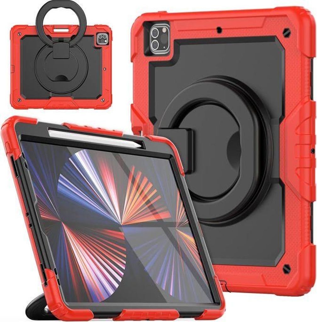 Hülle für iPad Pro 11" mit drehbarem Ständer und Stifthalter, Rot