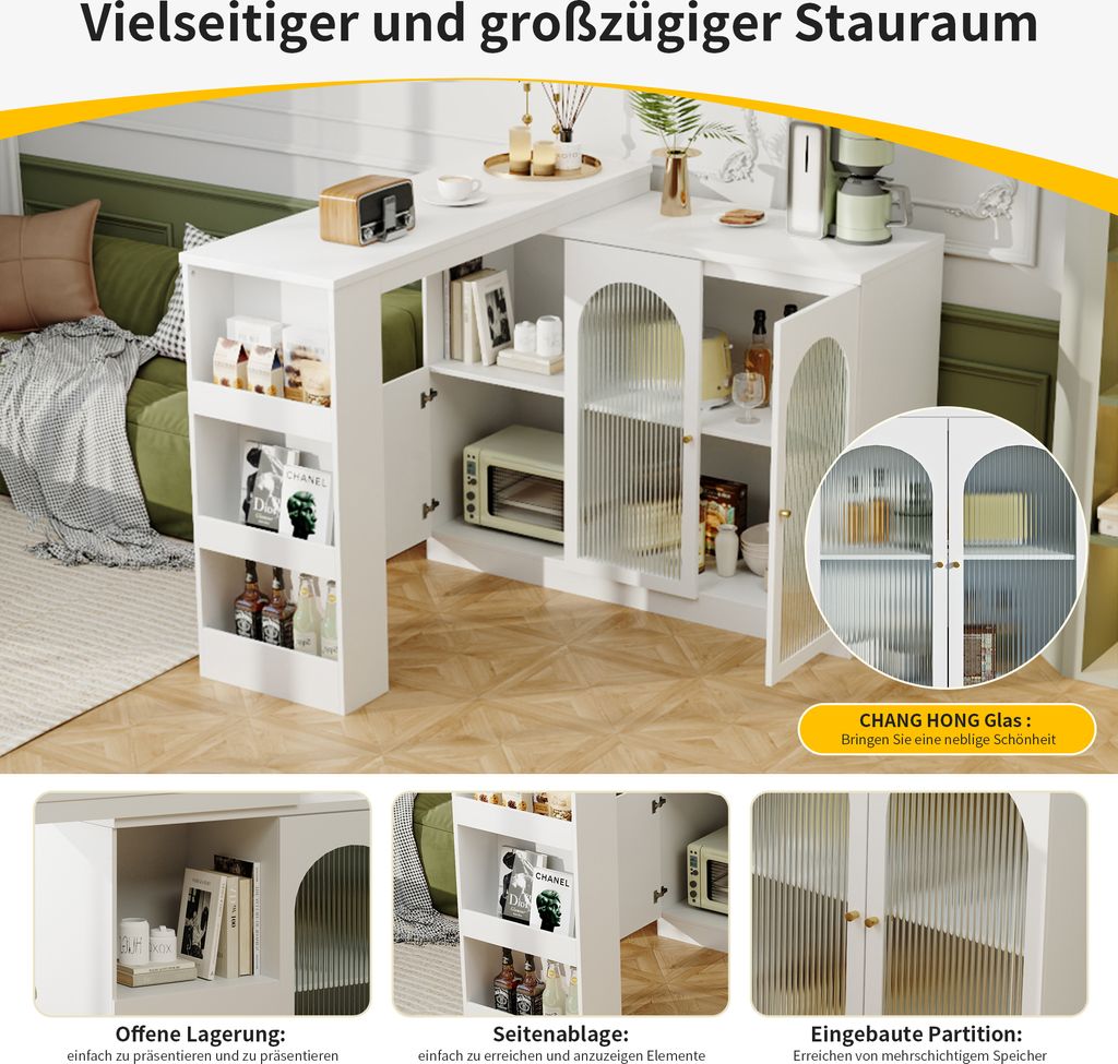 Ausziehbarer Bartisch Mit 360° Drehfunktion - 120-180cm Verstellbar In Schwarz