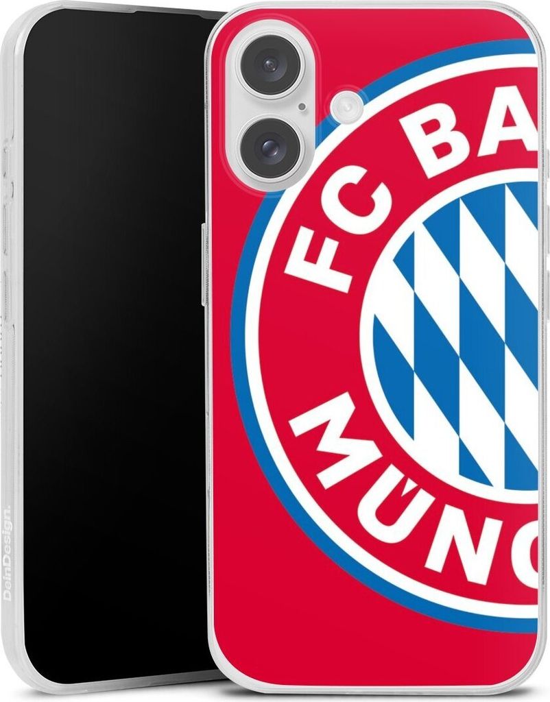 DeinDesign Slim Hülle für Apple iPhone 16 Silikon Case Ultra Dünn Handyhülle FC Bayern München FCB Offizielles Lizenzprodukt