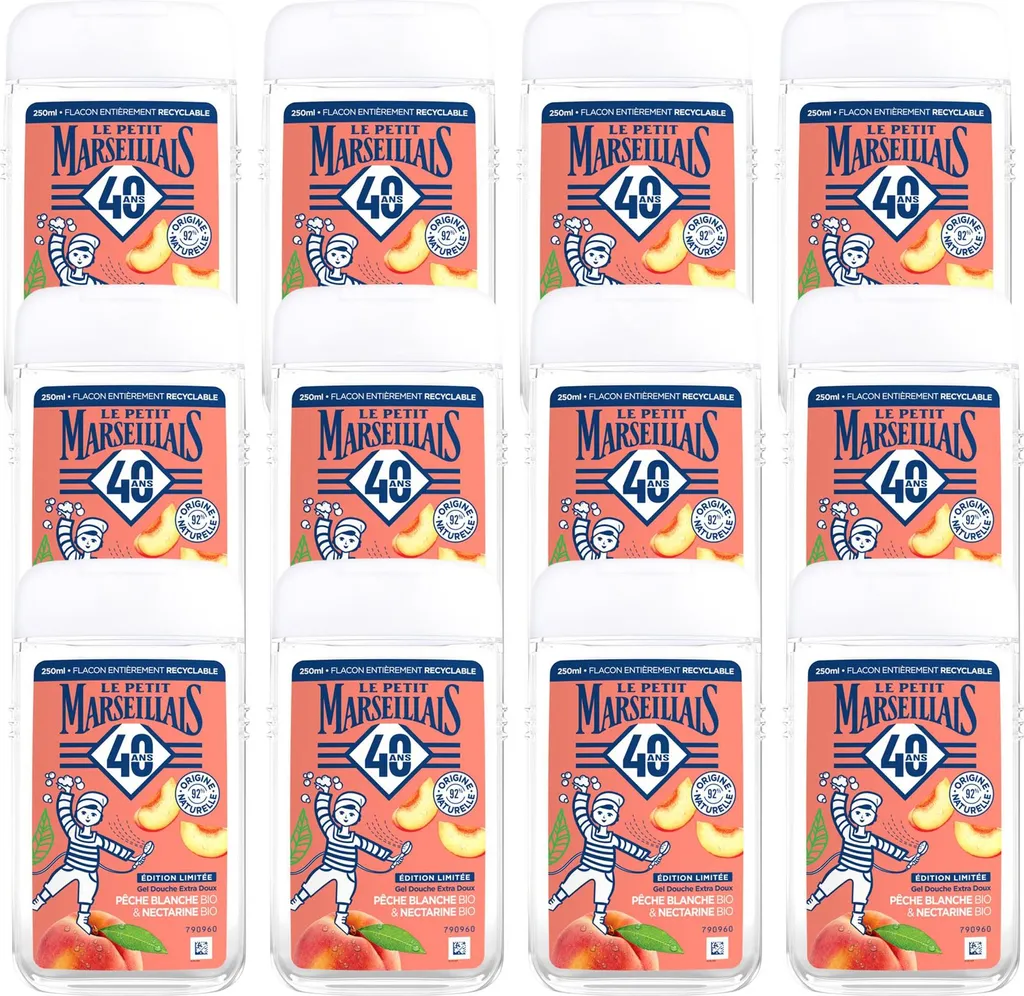 Gel Douche Anti-Dessèchement Pêche Nectarine 12x250ml Lot Économique