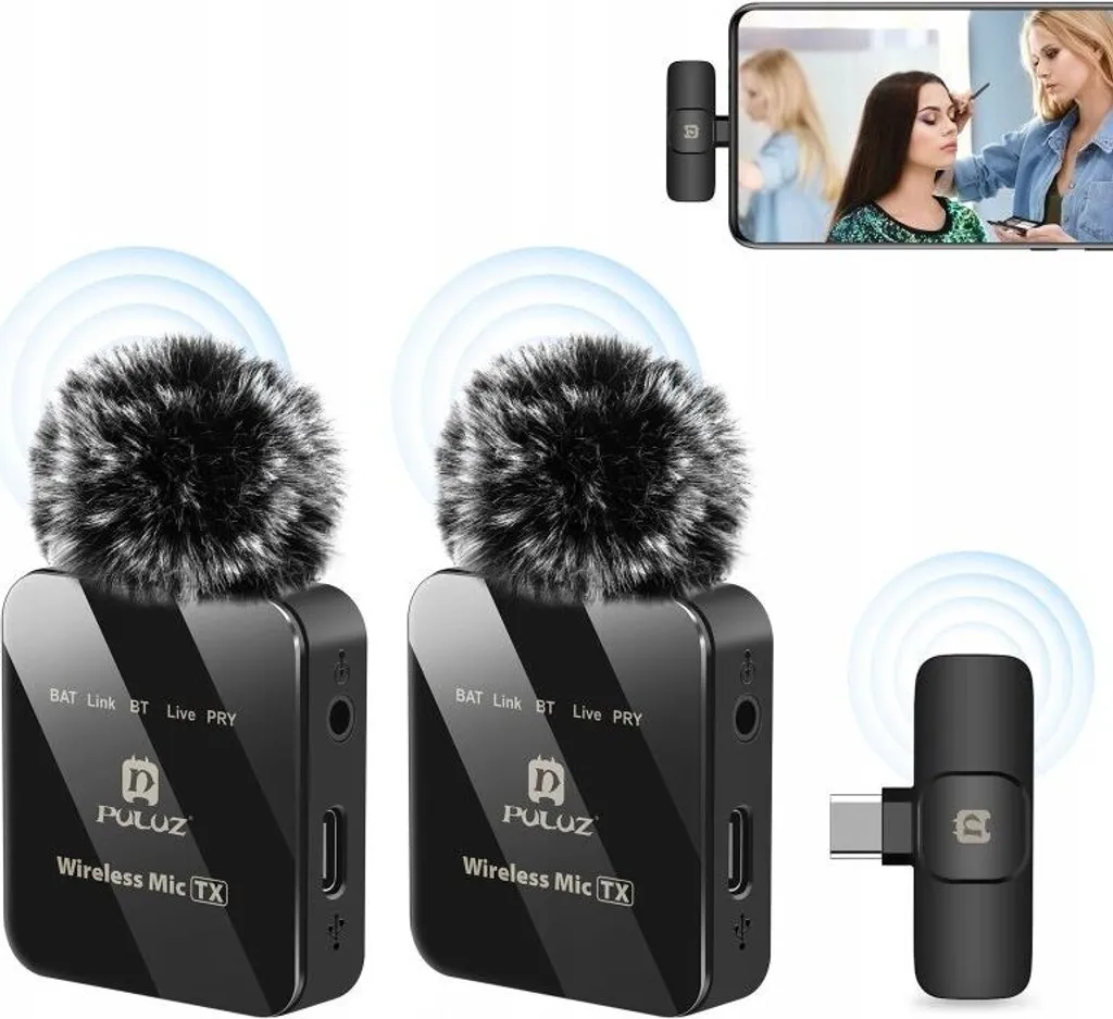 Microphone Cravate Sans Fil USB-C Double Canal pour iPhone et Android