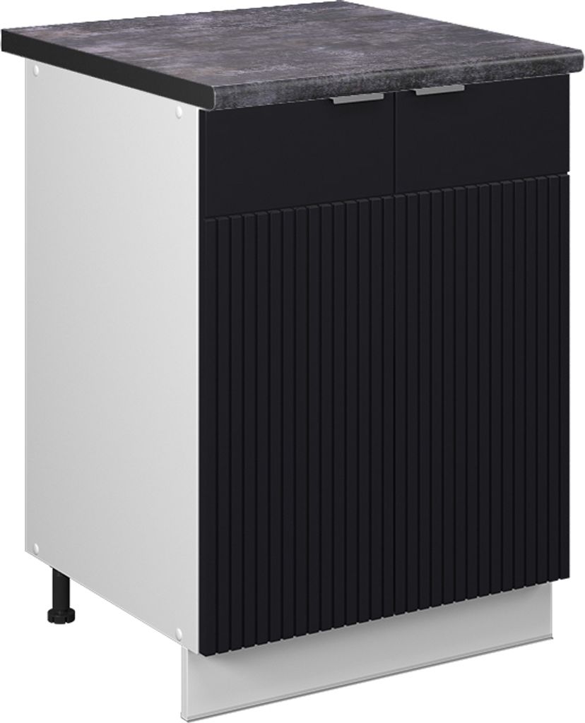 Küchenunterschrank Vicco Fame-Line Schwarz gestreift 60 cm , AP Anthrazit, Model 50623