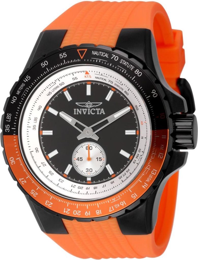 Invicta Aviator 49303 Herren uhr - Wasserdicht - Analog - Quarzuhrwerk - Edelstahl mit schwarzen zifferblat - 50mm