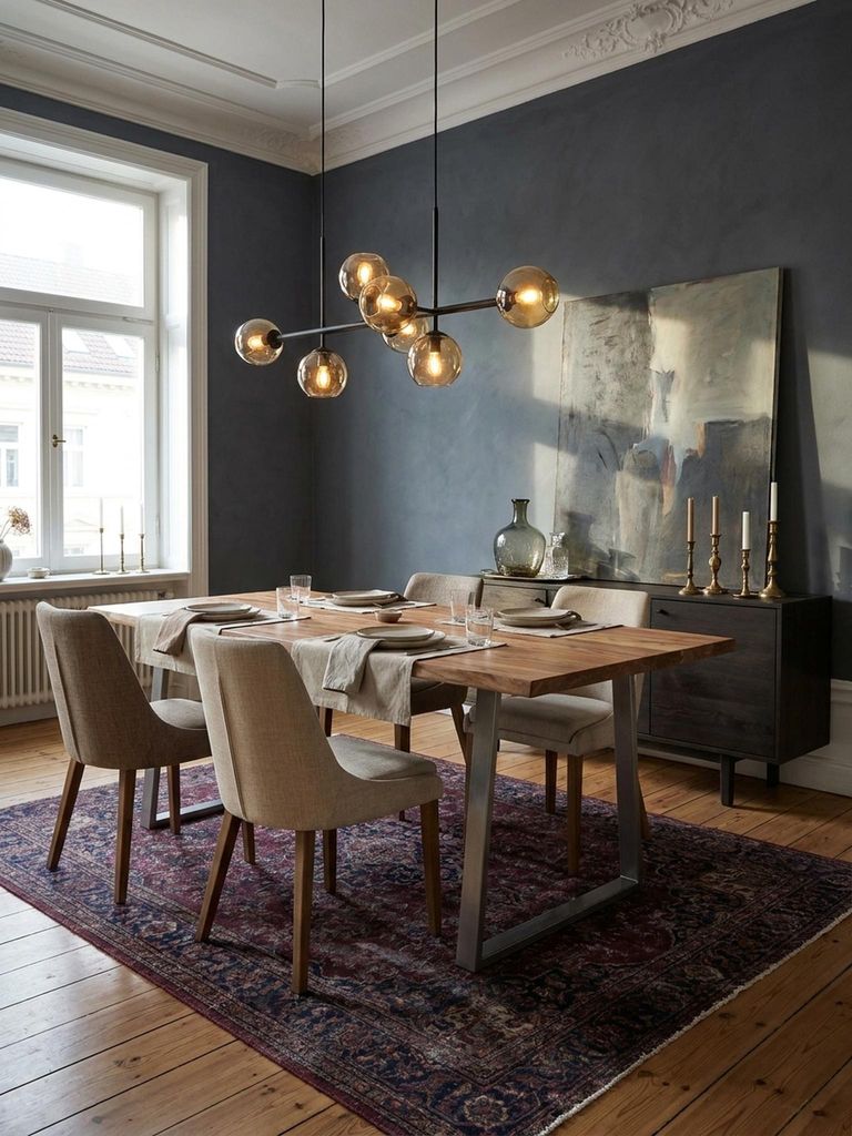 Esszimmertisch 140x80x76 cm Akazie Massivholz / Metall Esstisch Baumkante, Küchentisch Massiv mit Trapezbeinen in Chrom, Holztisch Speisetisch Ess...