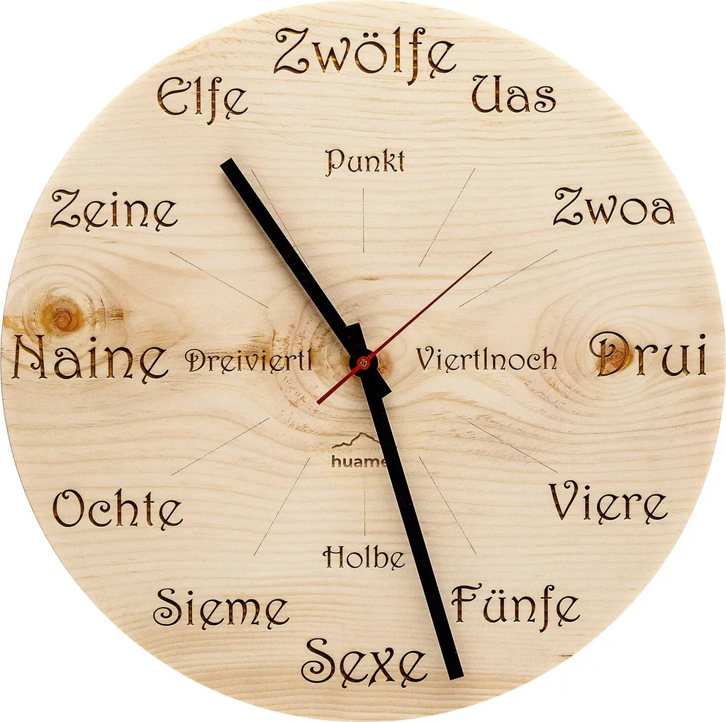 Horloge murale ronde en bois massif de pin cembro Huamet CH40-A-1605