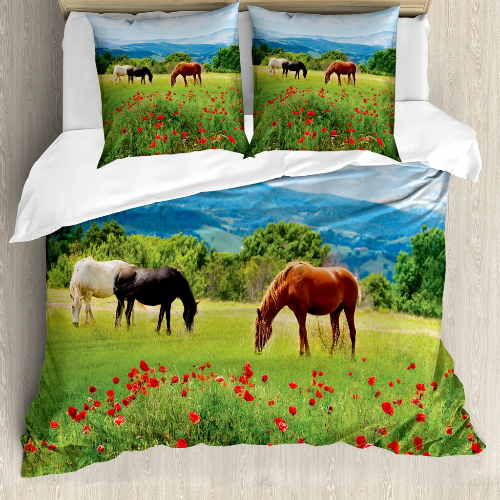 Copripiumino Cavalli ABAKUHAUS 155x220: Stile Rurale e Protezione Antiacaro