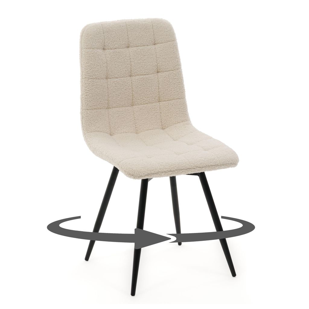 NEW HOME ARCO Drehsessel, gepolsterter Wohnzimmersessel mit Steppung – Hellbeige Ecru – Moderne Bouclemöbel