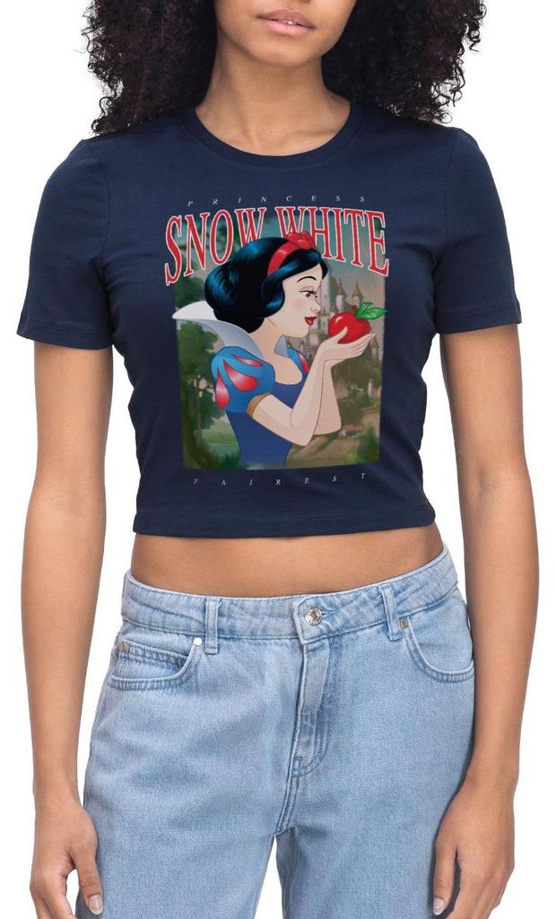 Schneewittchen Profilansicht Mit Rotem Apfel Crop Top, S, Light Navy