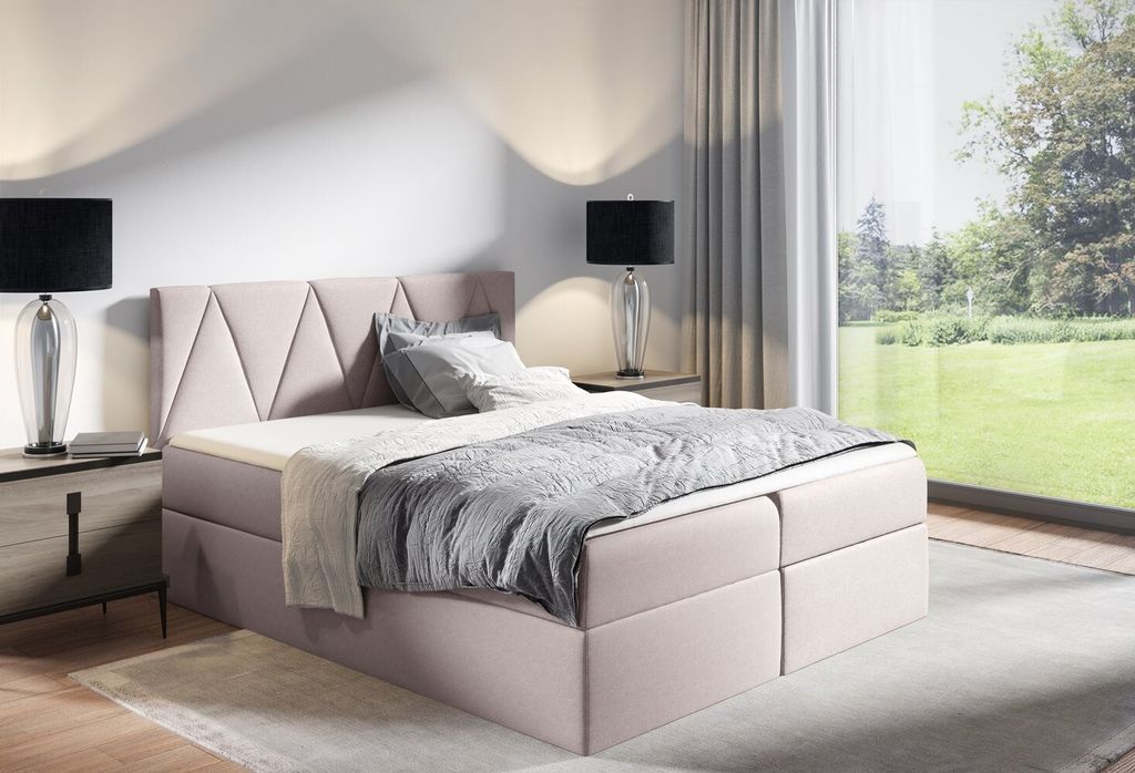 Kontinentales Bett GISELA – 180x200, beige + Gratis-Topper