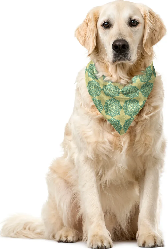 ABAKUHAUS Bandana Pet Mandala Orientale - Blu e Verde 40x40 cm Elegante