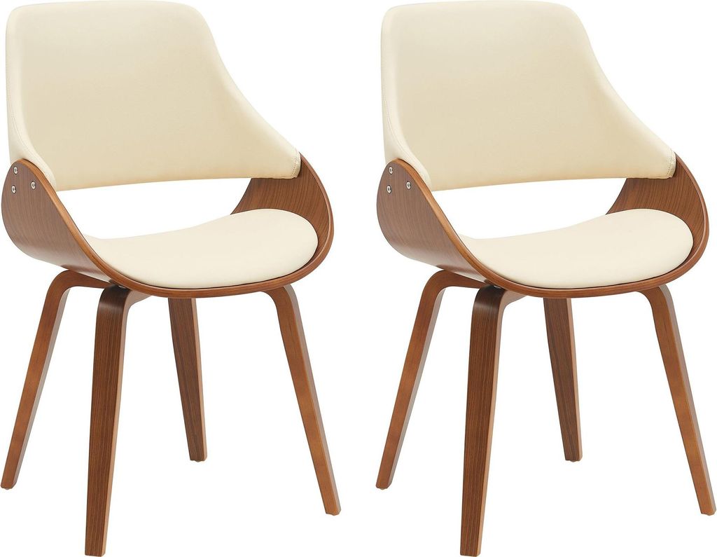 CLP 2er Set Esszimmerstuhl Vangale Farbe:walnuss/creme;Material:Kunstleder