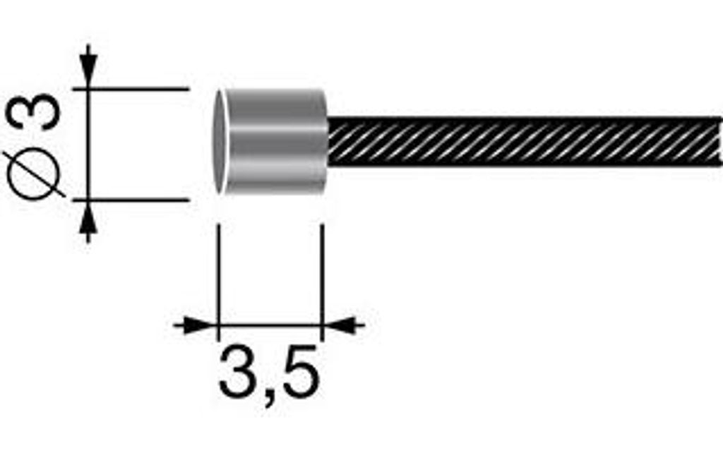 Flexibles Kabel 12 Drähte mit Zylindrischem Anschluss 3,5x 3mm. Gesamtlänge: 2500mm - ø: Außenseite: 1,2mm.