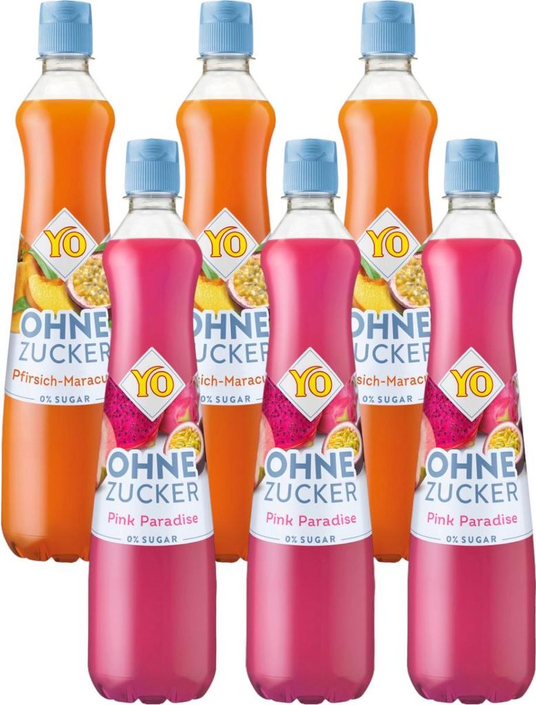 YO Sirup 0% Zucker Probierset 3x Pfirsich-Maracuja 700ml & Produktbild 