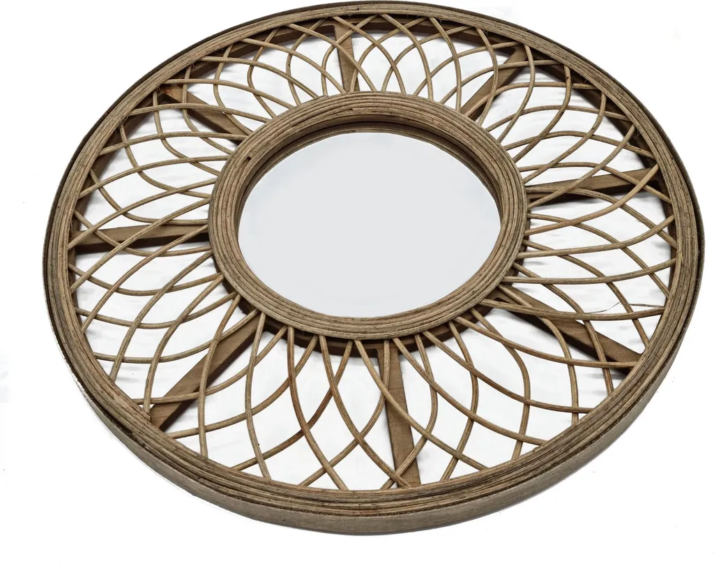 Specchio rotondo in rattan Ø 45 cm - misto legno