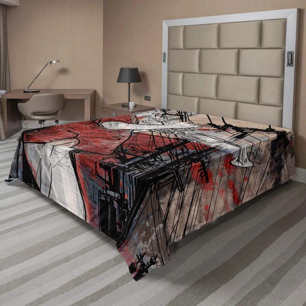 Drap plat décoratif 260x228 cm Imprimé Musique et Style Bohème Urbain
