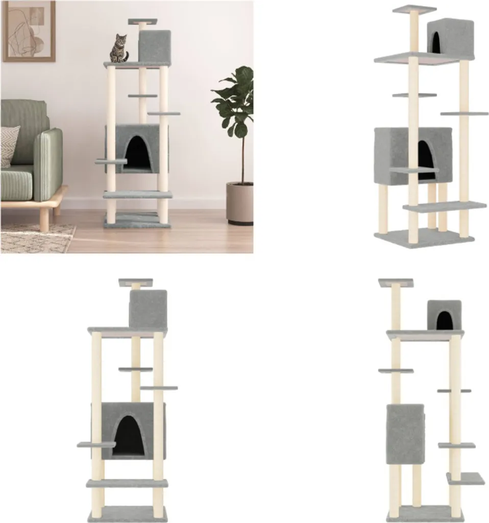 Torre per Gatti vidaXL 154 cm - Arredo Felino Design Grigio Chiaro