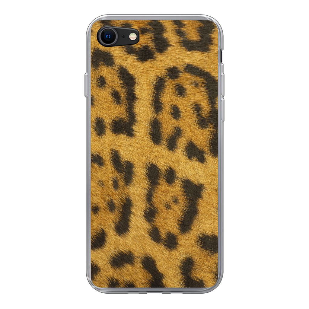 MuchoWow Handyhülle Schutzhülle Hülle für iPhone SE 2020 Leopardenfell Silikon Softcase Handy Hülle - Kartenbesitzer