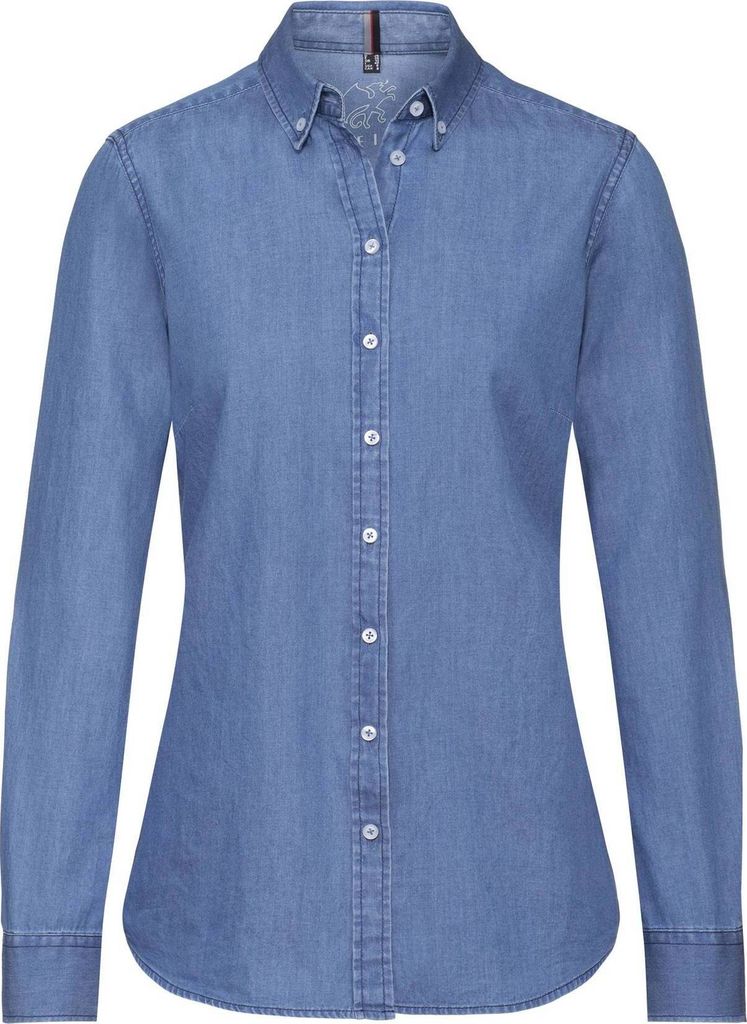 Greiff CASUAL Damen Jeansbluse Langarm Button-Down Regular Light-Blue 40