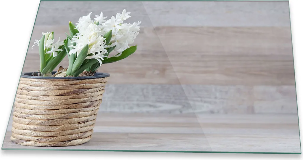 Piastra di copertura per piano cottura in ceramica 1 pezzo 80x52 fiori bianco copertura alzatina in vetro