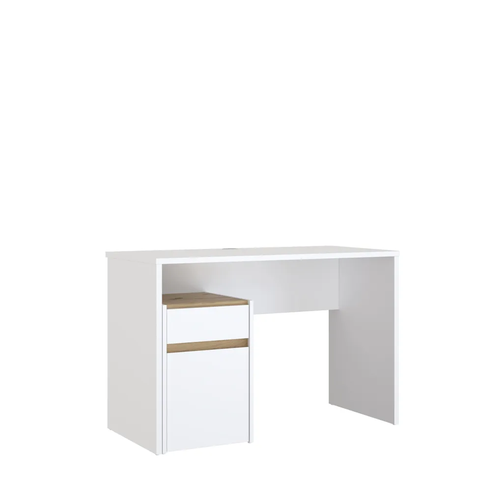 Bureau MODULTRICK blanc et chêne artisan 110x73cm compact pour studio - 3