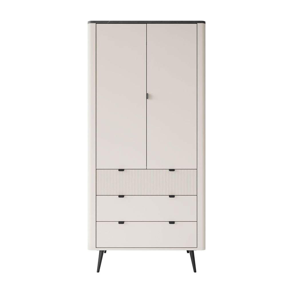 Zweitüriger Kleiderschrank AUTUMN 2D3S mit Schubladen, Kaschmir / Grauer Stein