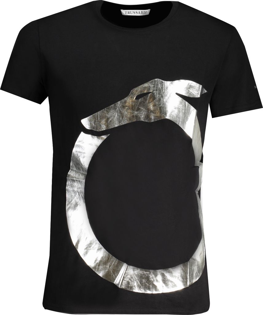 TRUSSARDI Kurzärmeliges Herren-T-Shirt mit Rundhalsausschnitt und Logodruck aus reiner Baumwolle Artikel TRU2MTS01, M, Cotone 100%