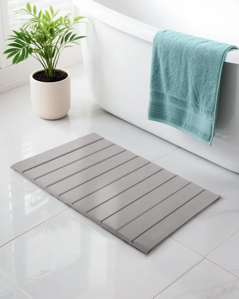 Tapis de bain en diatomite 62x41 cm enroulable aspect cuir