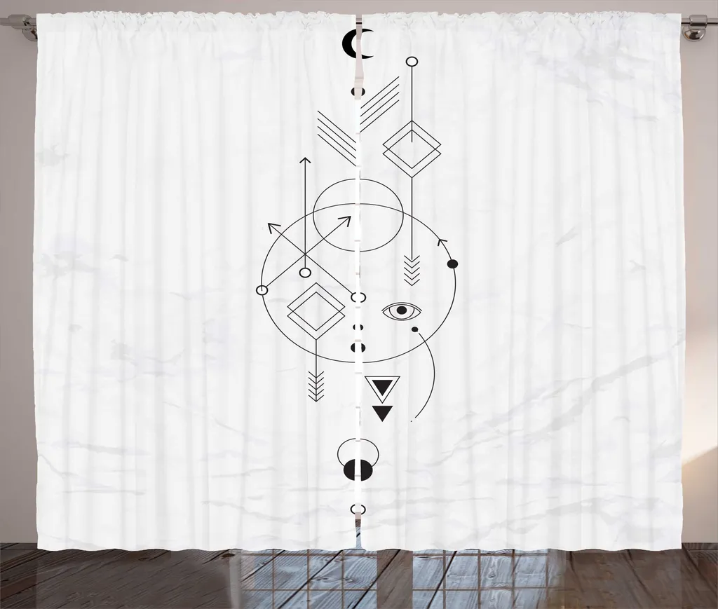 Rideau Occultant Gris 280x225 cm contre le Vis-à-vis Motif Géométrique