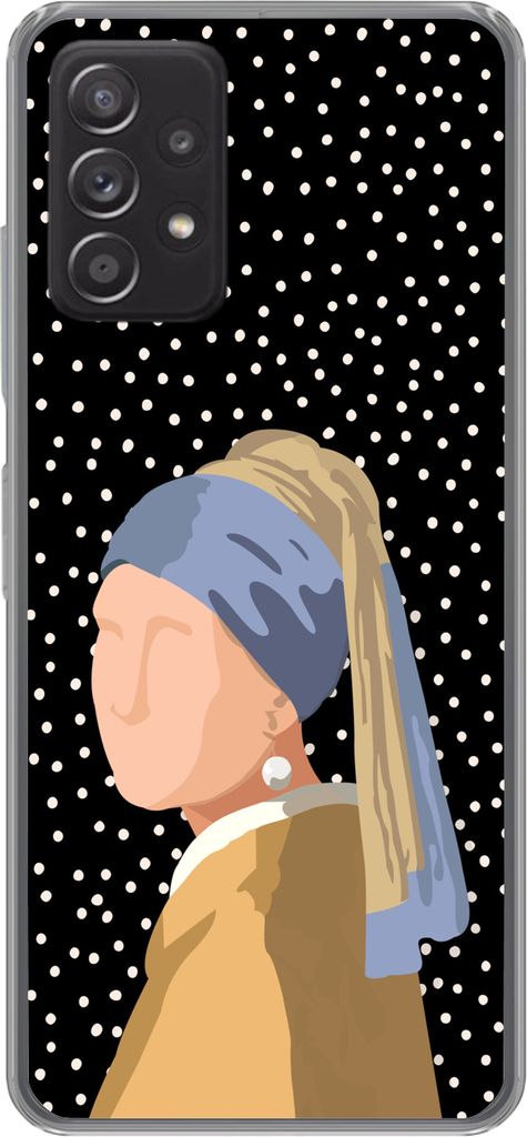 MuchoWow Handyhülle Schutzhülle Hülle für Telefoonhoesje Samsung galaxy a73 Alte Meister - Mädchen mit Perlenohrring - Tupfen - Schwarz Sili...