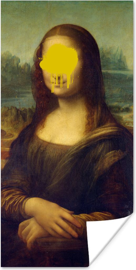 MuchoWow Poster Mona Lisa - Farbe - Gelb 75x150 cm - Dekoration für die Wände