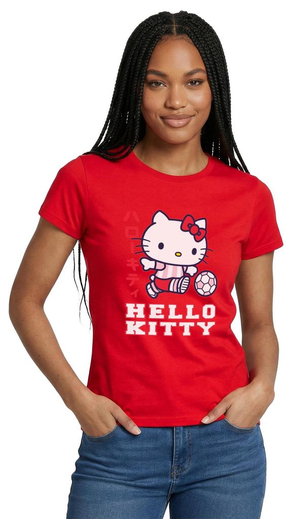 Spreadshirt Hello Kitty Spielt Fussball Sport Frauen T-Shirt, M, Rot