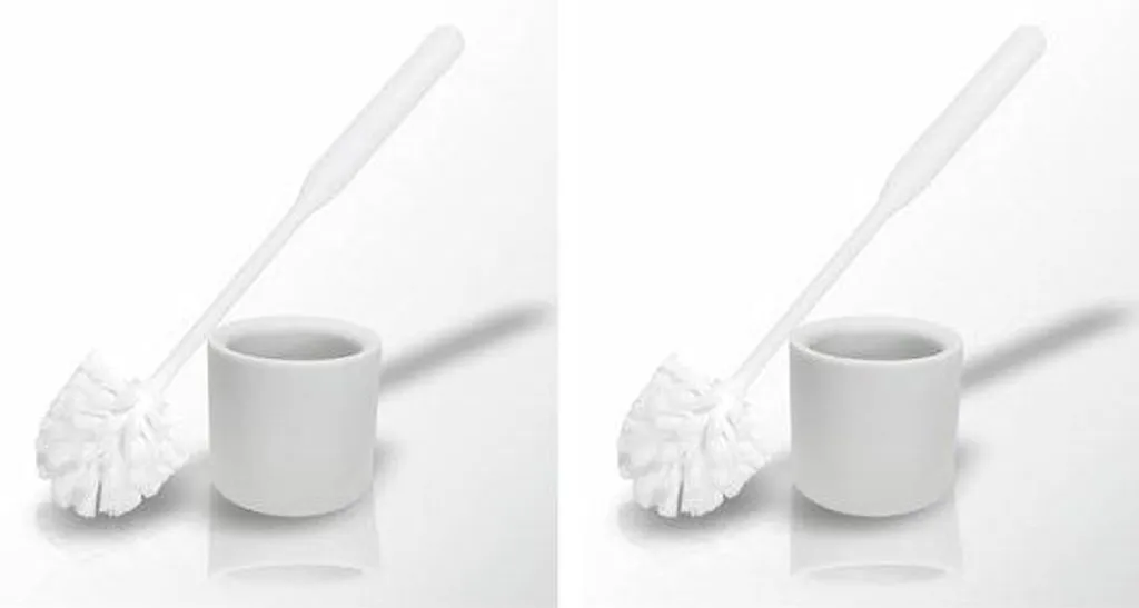 Brosse de toilettes anti-traces avec support stable blanc - lot de 2