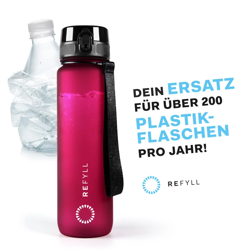Bouteille d'eau réutilisable avec infuseur de fruits 1L Fuchsia