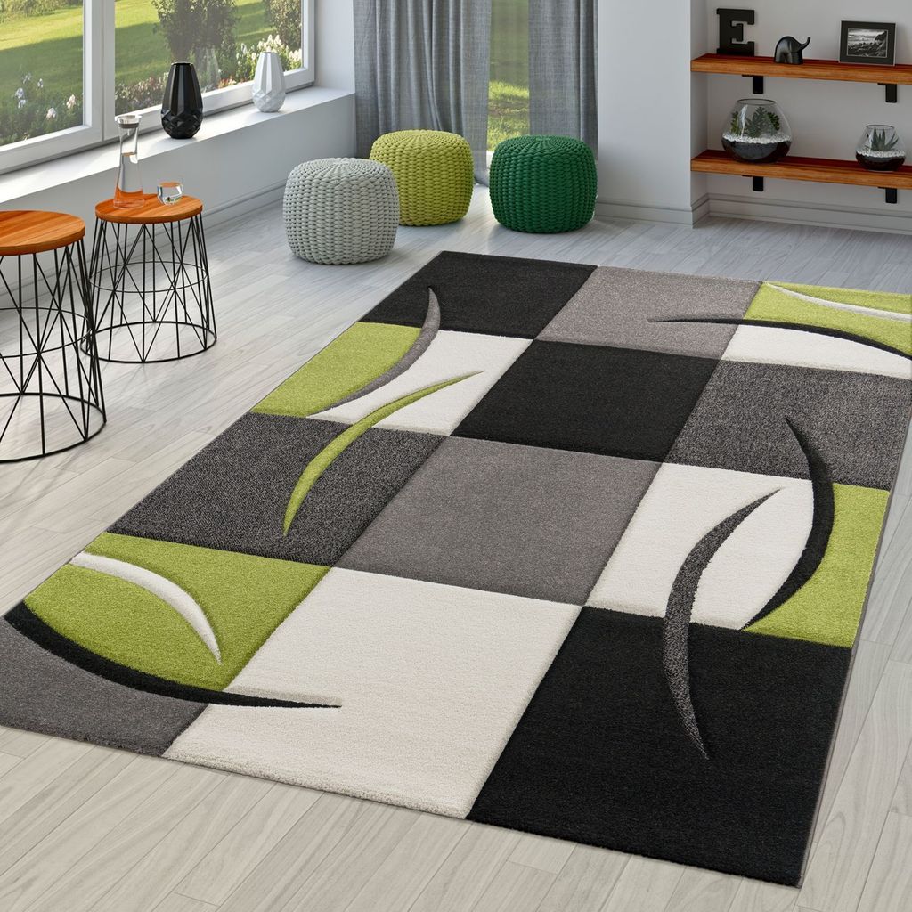 TT Home Wohnzimmer Teppich Moderner Kurzflor 3D Optik Geometrisches Wellen Design Größe 300x400 cm