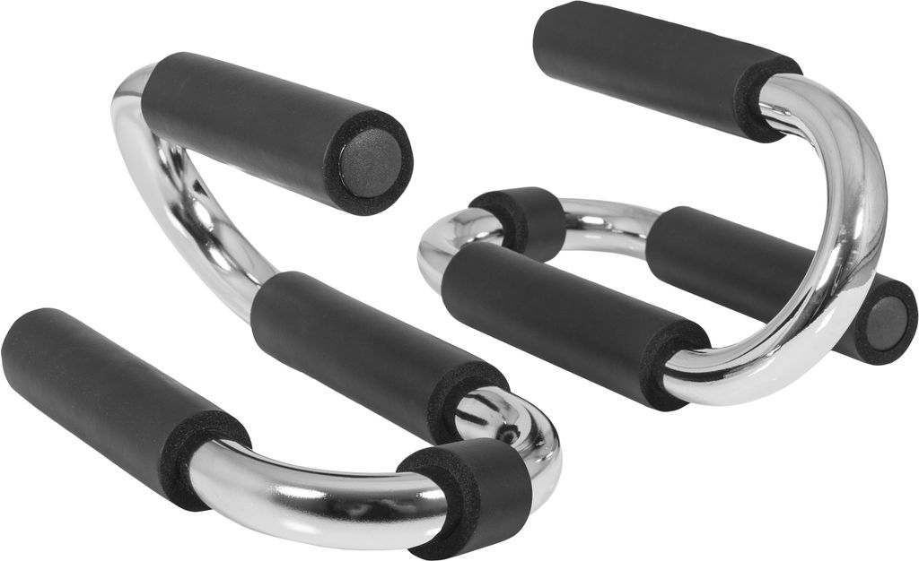 GORILLA SPORTS Liegestützgriffe - 2er Set, S-Form, rutschfest, Verchromt, Ergonomisch, Schaumstoffgriff - Push Up Griffe, Push up Bars, Liegest...